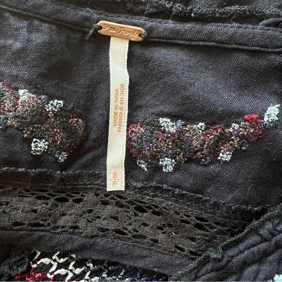 FREE PEOPLE Floral Embroidery Beaded Tan Top Size S - Picture 7 of 8